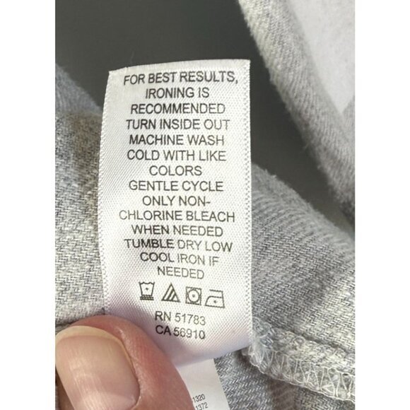 Maurices Hooded Flannel Button Up Medium Gray Buffalo Plaid Shacket Cabincore - Picture 13 of 13